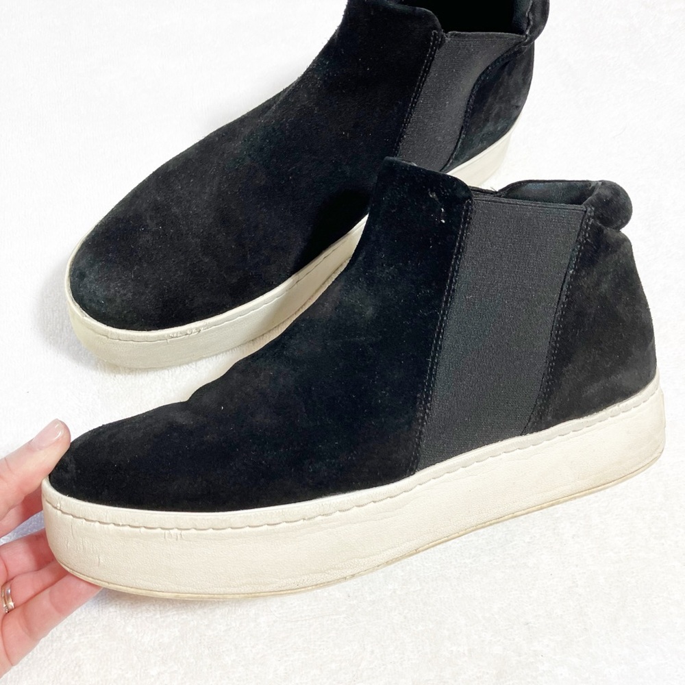 🔥 Vince black suede slip on high top sneakers sz9